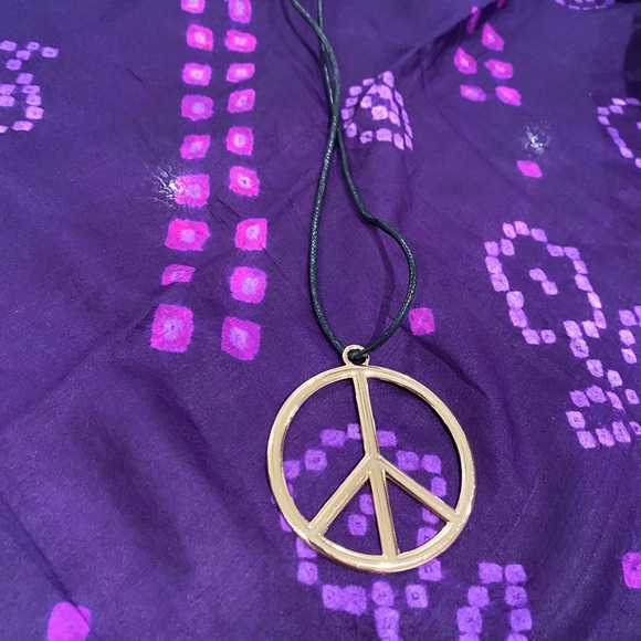 GURUHUSTLE large gold Peace sign bohemian essential Necklace - Picture 4 of 4